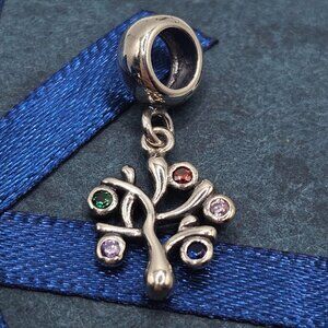 SILVER 925 COLOFUL CZ DANGLE TREE CHARM